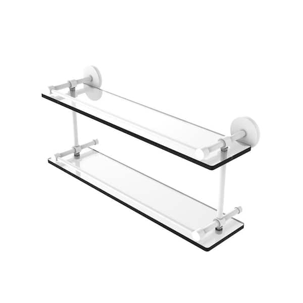 Allied Brass 22 in. x in. x in. Tempered Double Glass Shelf with Gallery  Rail in Matte White P1000-2/22-GAL-WHM The Home Depot