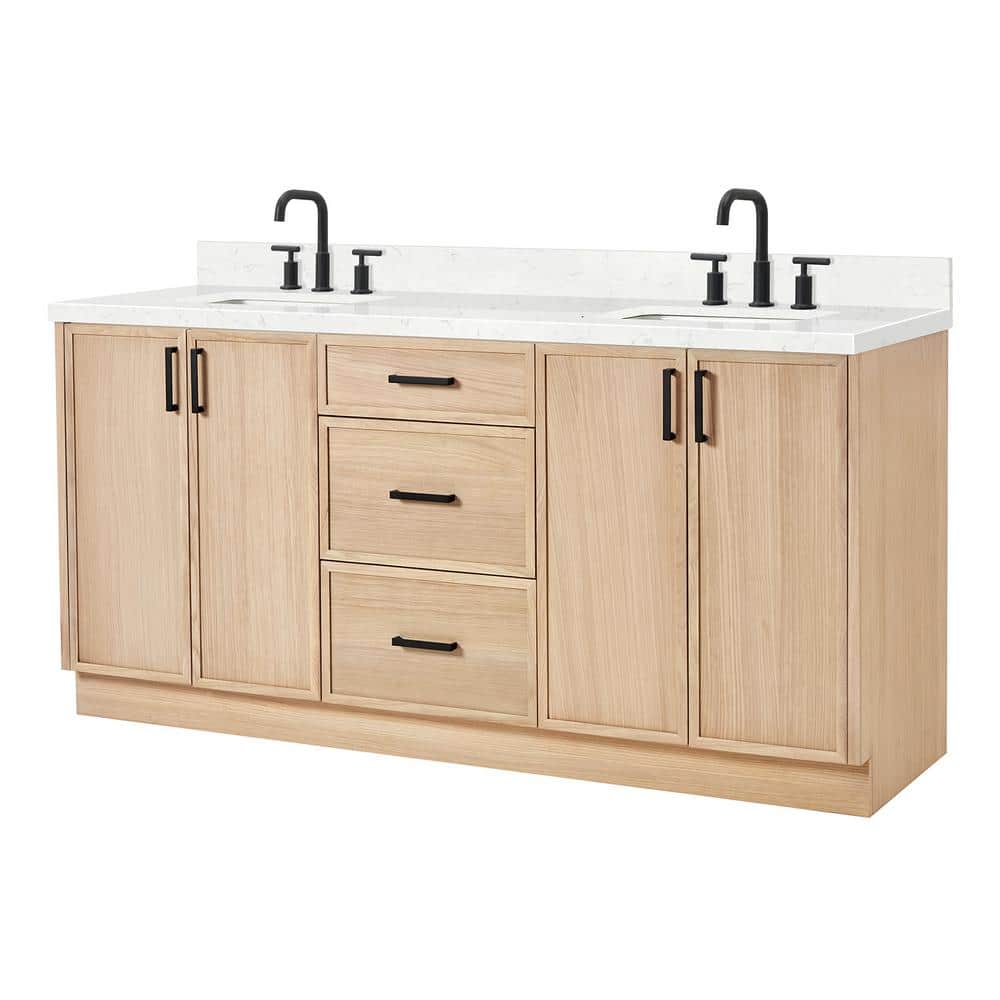 Kelly 72" White Oak Double Basin Vanity with Quartz Top