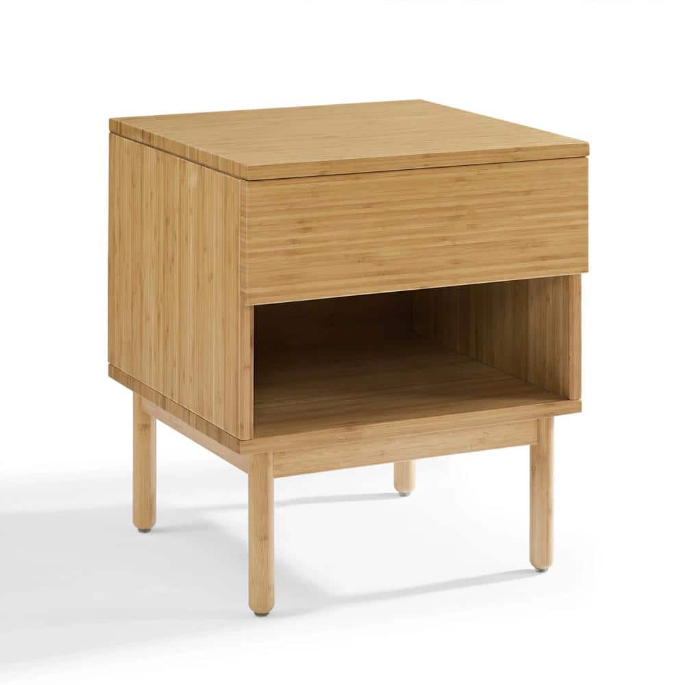 Caramelized Bamboo 1-Drawer Nightstand with Open Shelf