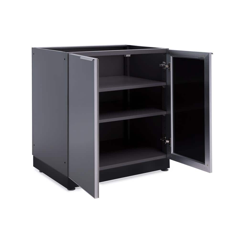 Slate Gray Aluminum Outdoor Kitchen 2-Door Cabinet Base