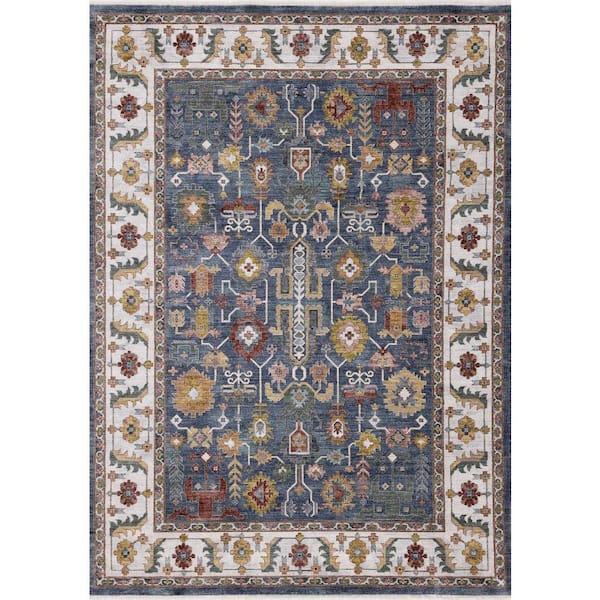 Orenda Collections 5 ft. x 8 ft. Blue Classic Indoor Area Rug