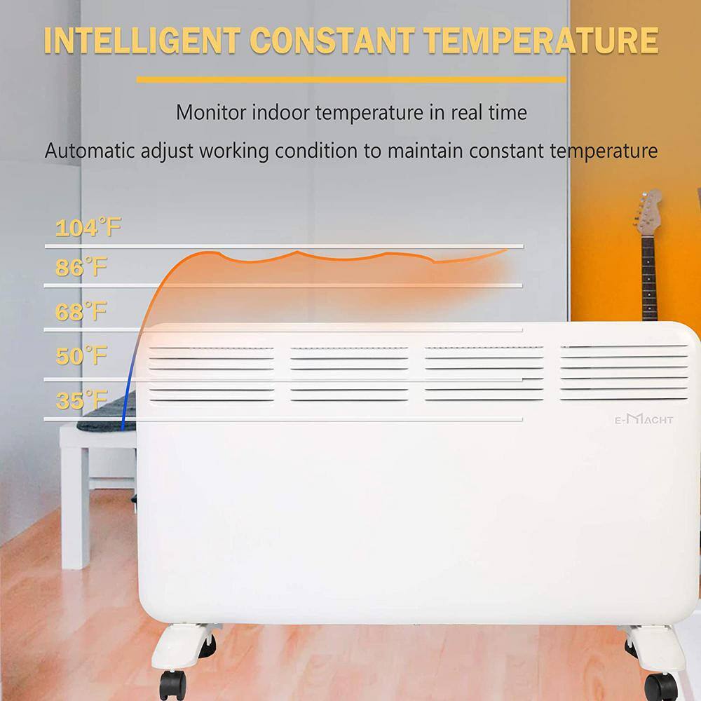 White 1500W Electric Convection Heater with Digital Thermostat