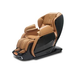 LM6800T Black/Camel Fully Assembled Zero Gravity Full-Body Massage Chair, 24 Auto Programs, Auto Leg Extension