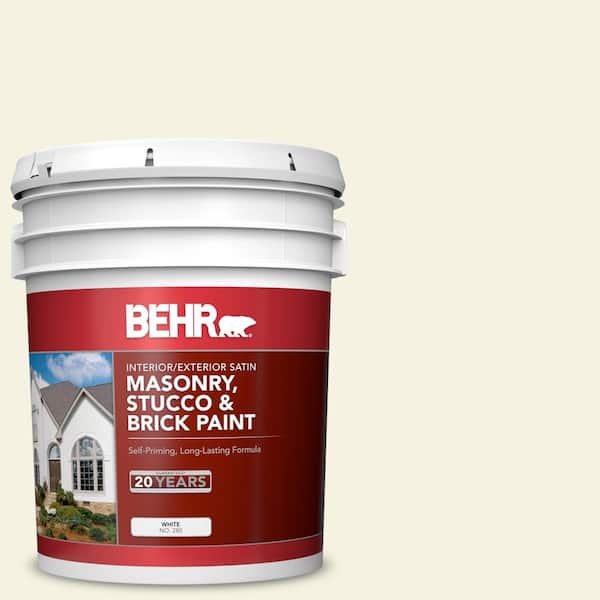 BEHR 5 gal. #BWC-03 Lively White Satin Interior/Exterior Masonry, Stucco and Brick Paint