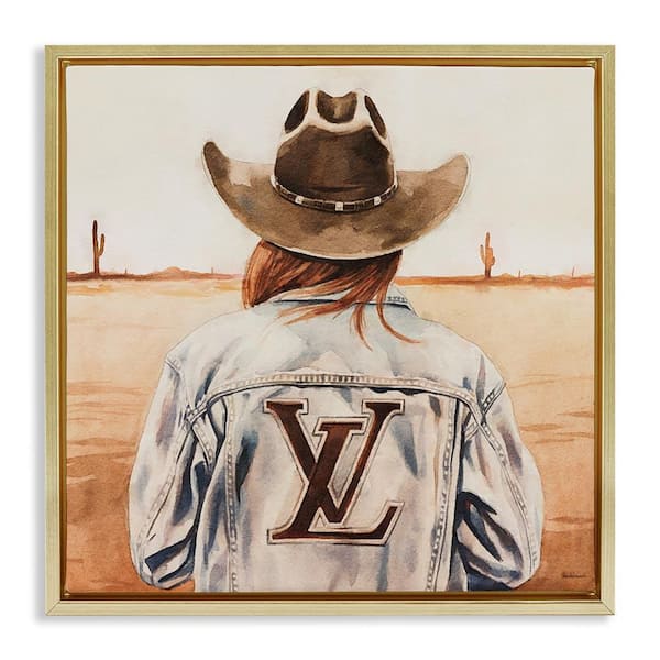 Stupell Industries Desert Cowgirl Fashion Brand by Amanda Greenwood Gold Floater Frame People Graphic Art Print 18 in. x 18 in.