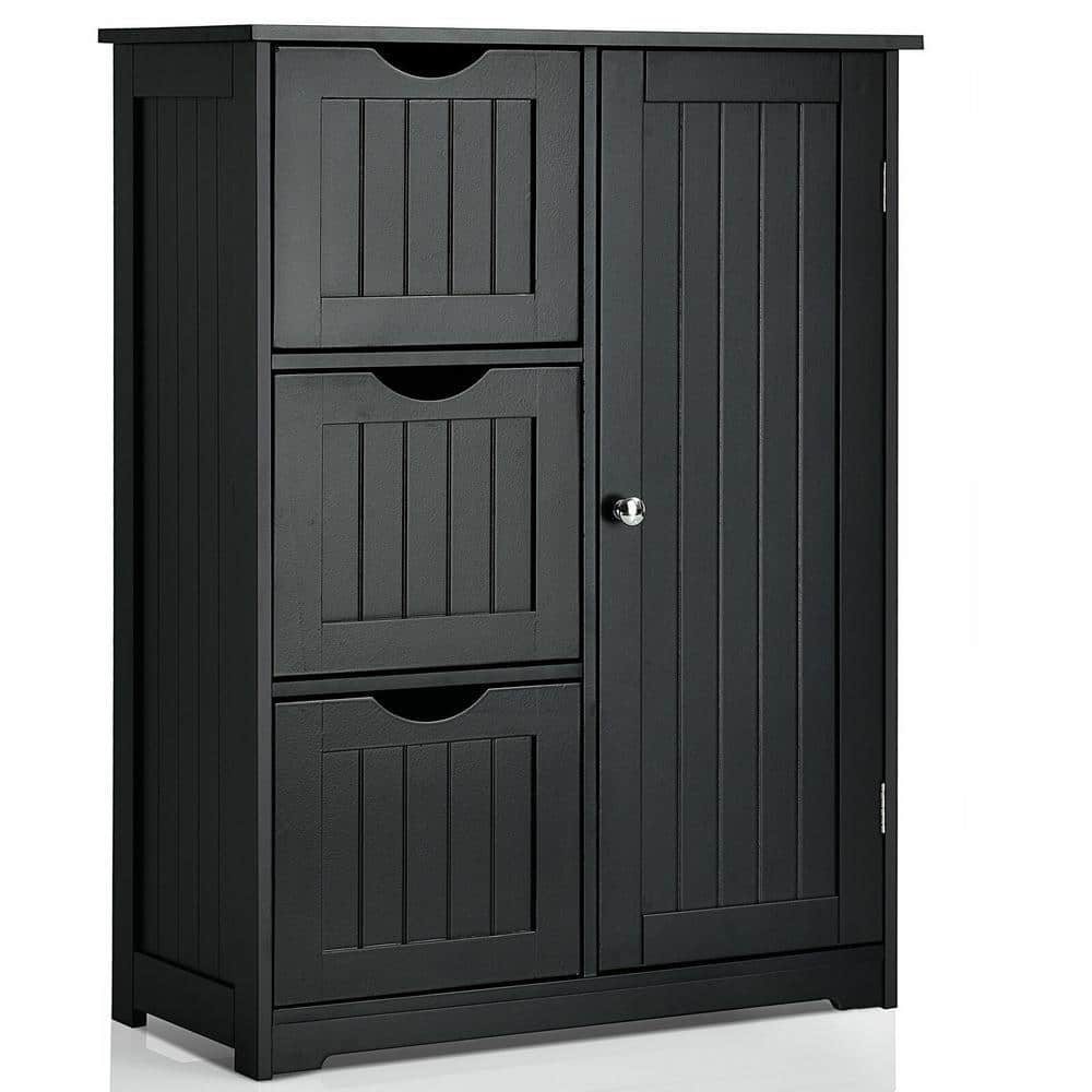 家具・インテリア kane32 24 in. W x 12 in. D x 32 in. H Black Linen Cabinet with 3 Drawers