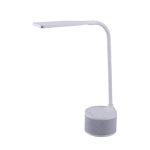 14 in. White LED Desk Lamp with Bluetooth Speaker