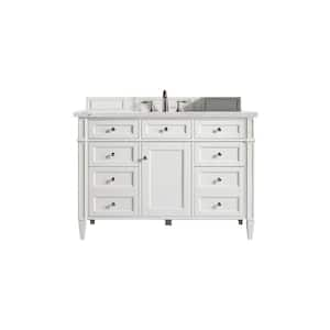 Brittany 48.0 in. W x 23.5 in. D x 34 in. H Single Bath Vanity in Bright White with Ethereal Noctis Quartz Top