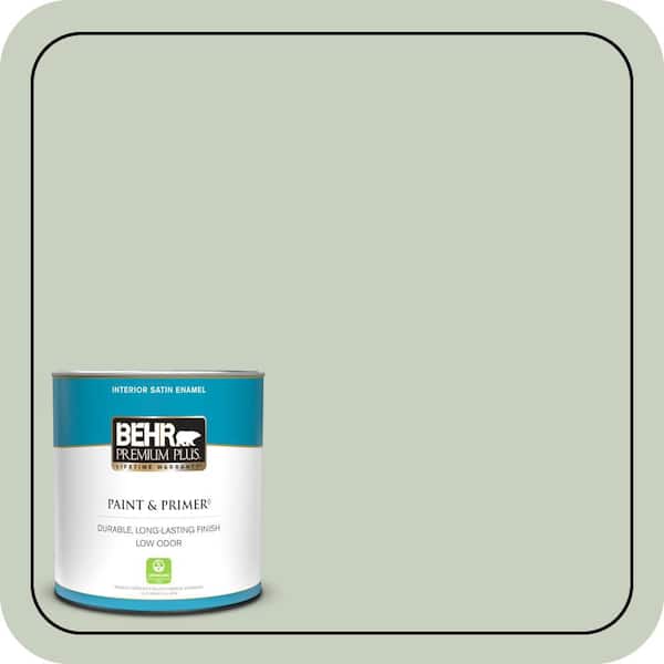 BEHR PREMIUM PLUS 1 qt. #PPF-25 Terrace View Satin Enamel Low Odor Interior Paint & Primer