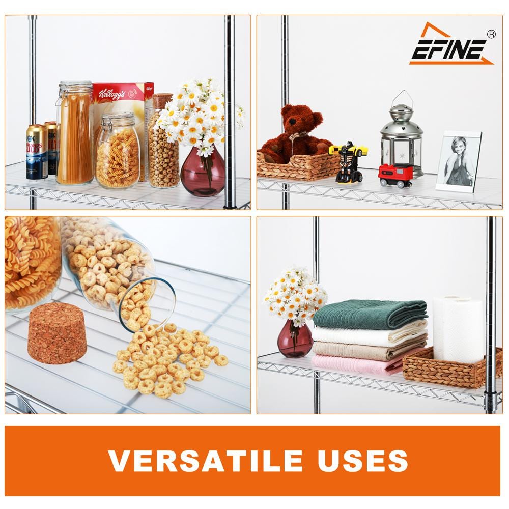 Chrome 5-Tier Adjustable Wire Shelving Unit with Wheels