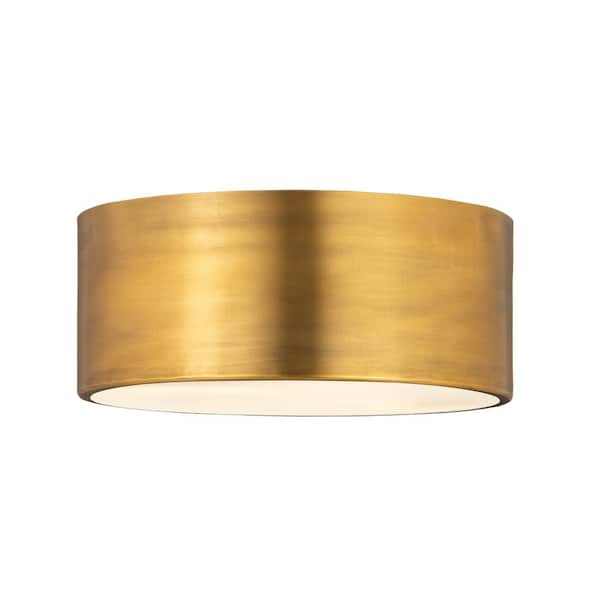 Unbranded Harley 12 in. 2-Light Rubbed Brass Flush Mount