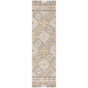 Blossom Beige/Light Blue 2 ft. x 8 ft. Border Runner Rug