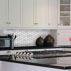 Echo Hex White 10.375 in. x 10.875 in. Honeycomb Polished Marble Wall and Floor Mosaic Tile (7.83 sq. ft./Case)