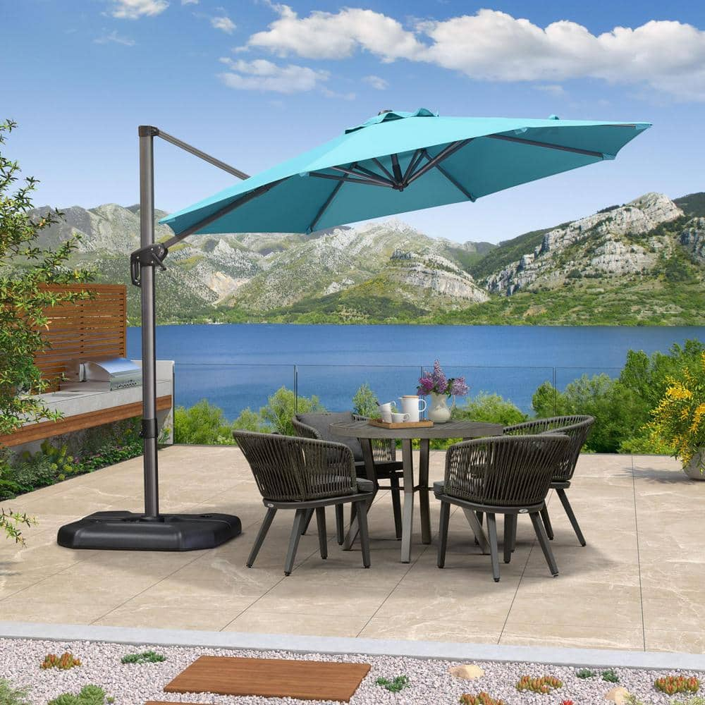 PURPLE LEAF 10 ft. Octagon Aluminum Outdoor Patio Cantilever Umbrella