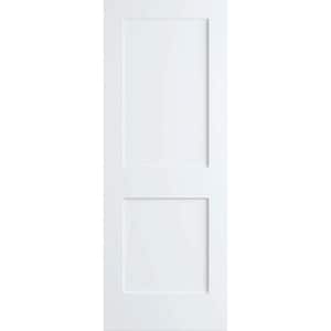 24 in. x 80 in. White 2-Panel Shaker Solid Core Pine Interior Door Slab