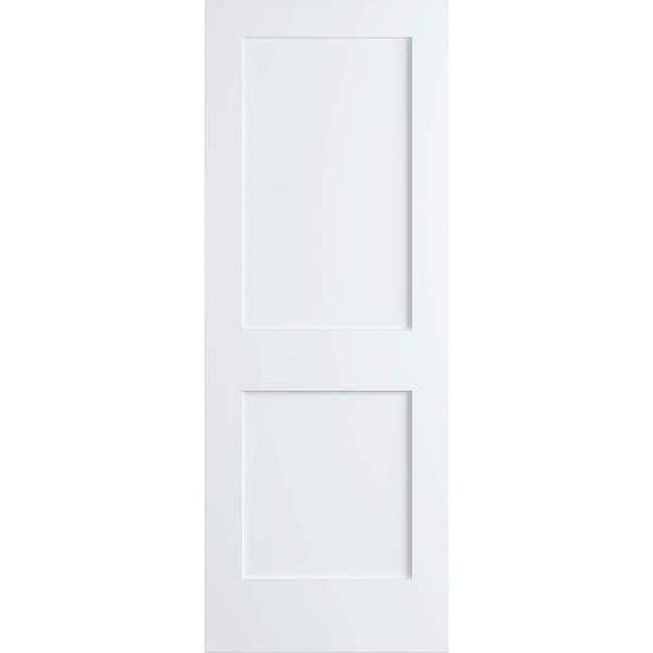 Kimberly Bay 28 in. x 80 in. White 2-Panel Shaker Solid Core Pine Interior Door Slab