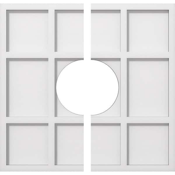 Ekena Millwork 1 in. P X 6-1/4 in. C X 18 in. OD X 6 in. ID Rubik Architectural Grade PVC Contemporary Ceiling Medallion, Two Piece