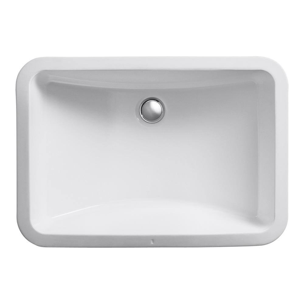 Ladena White Ceramic Undermount Bathroom Sink with Glazed Underside