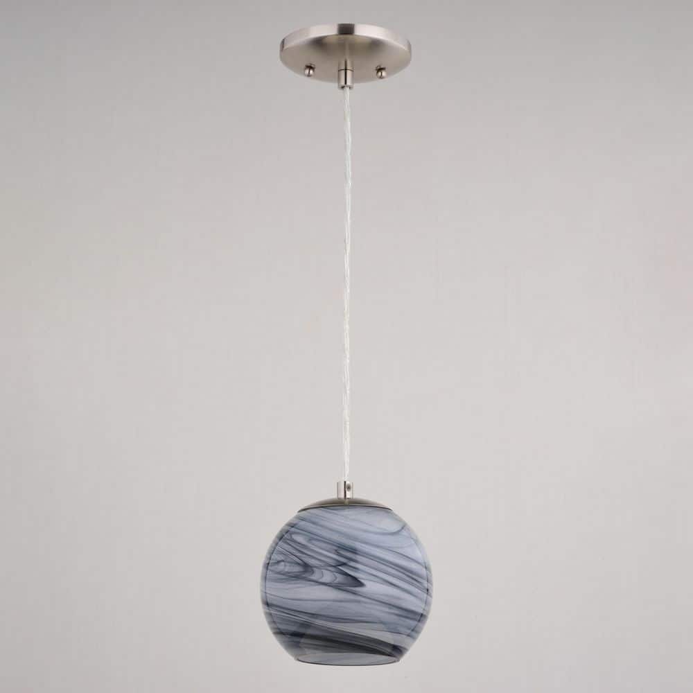 Milano Satin Nickel Mini Globe Pendant Light with Hand-Blown Glass