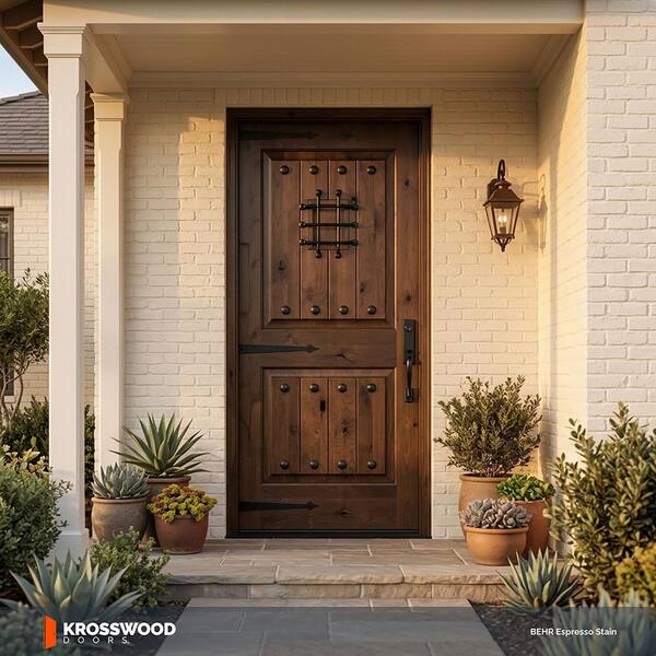 36 in. x 96 in. Mediterranean Knotty Alder Square Top Right-Hand/Inswing Single Unfinished Wood Prehung Front Door