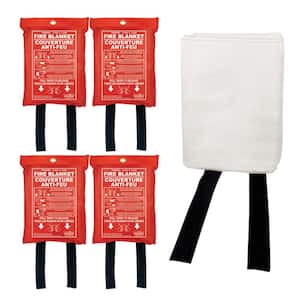 39.3 in. x 39.3 in. Fiberglass Fire Blankets Emergency Heat Insulation And Flame Retardant Protection (4-Pack)