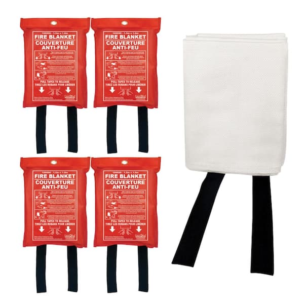 Wellco 39.3 in. x 39.3 in. Fiberglass Fire Blankets Emergency Heat Insulation And Flame Retardant Protection (4-Pack)