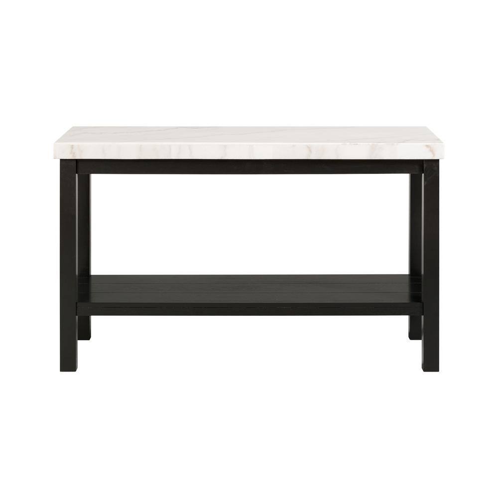 Evie Contemporary Black and White Marble-Top Console Table with Storage
