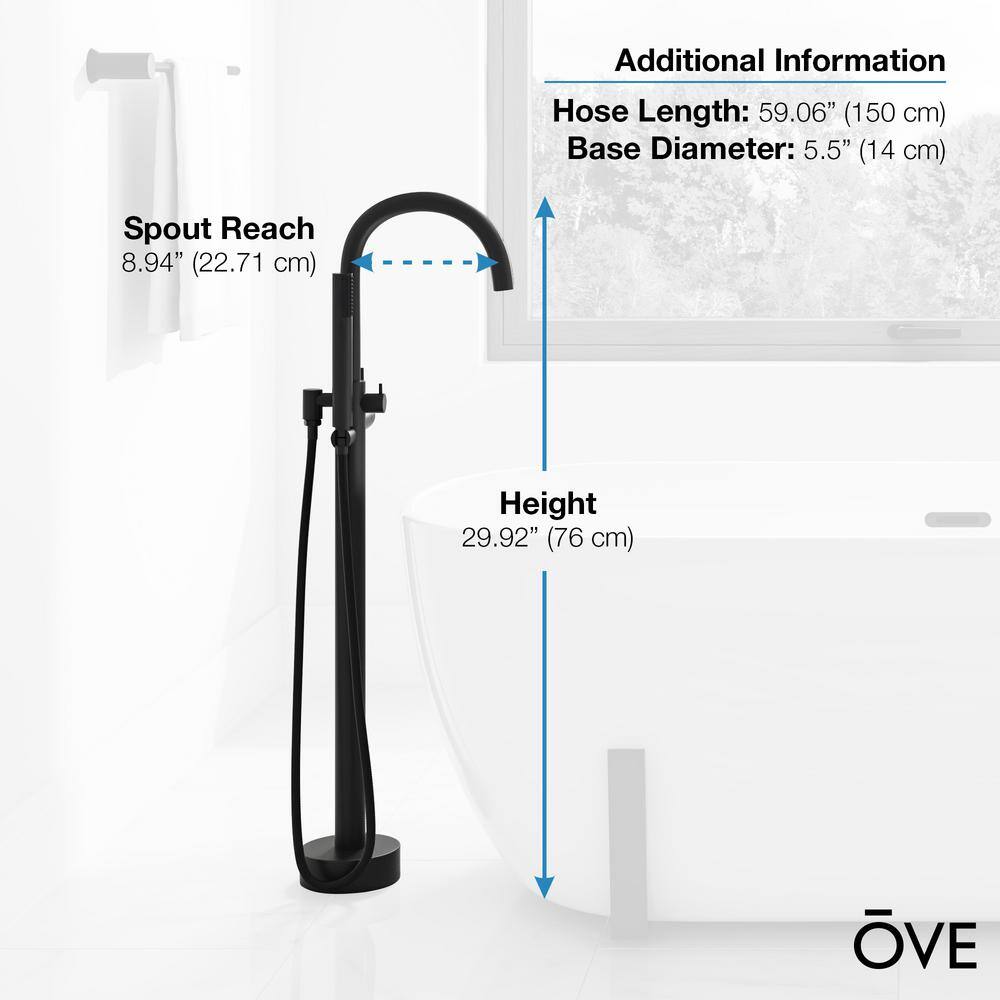 White Acrylic Freestanding Soaking Bathtub with Black Faucet