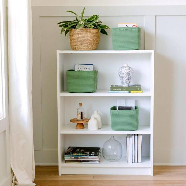 Green 9 in. x 7 in. Cotton Rope Woven Cube Storage Decorative