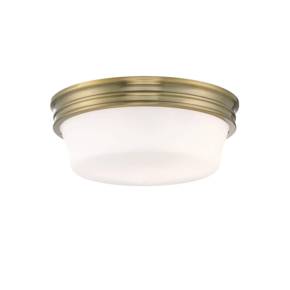 NORWELL Galen 14 in. 3Light Antique Brass Flush Mount 5912ANMO The