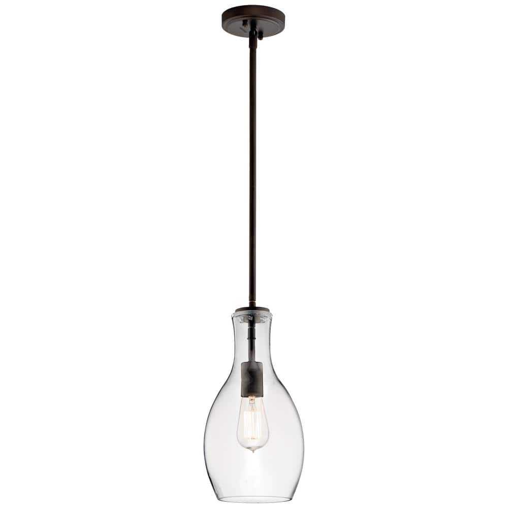 Everly 13.75 in. 1-Light Olde Bronze Transitional Shaded Kitchen Pendant Hanging Light with Clear Glass price history on PriceWatchPro