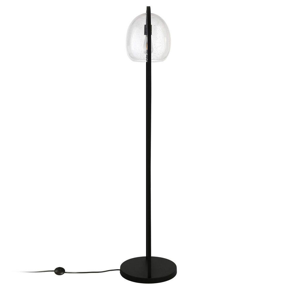 Adjustable Blackened Bronze Seeded Glass Floor Lamp 64.5"