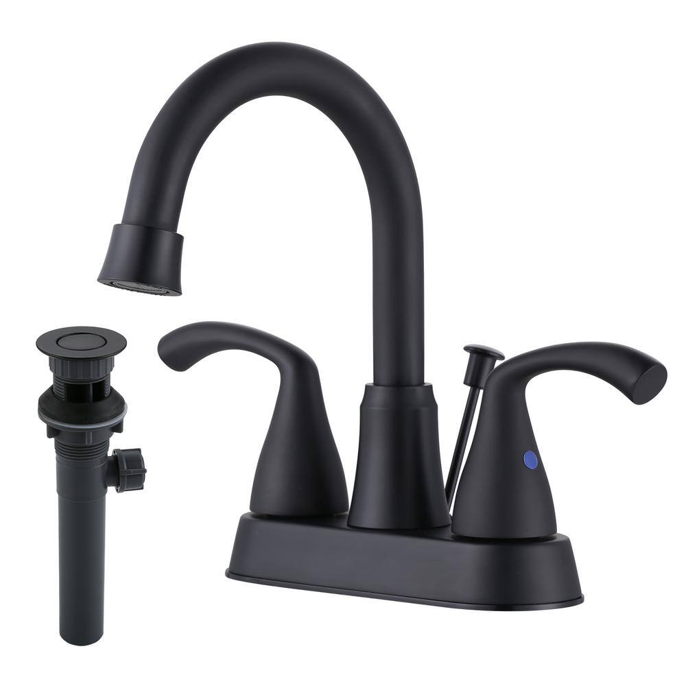 ALEASHA 4 in. Centerset Double Handle High Arc Bathroom Faucet in Black AL2C40B The Home Depot