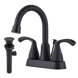 4 in. Centerset Double Handle High Arc Bathroom Faucet in Black