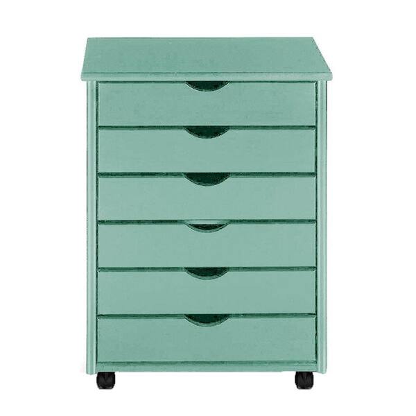 Home Decorators Collection Stanton 26 in. H 6-Drawer Wide Storage Cart in Blue