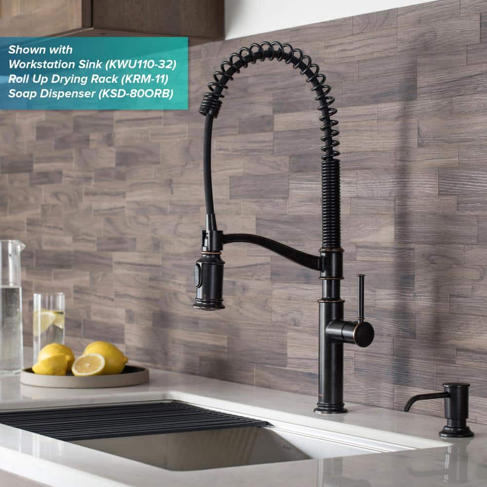Oil Rubbed Bronze Commercial Pull-Down Kitchen Faucet