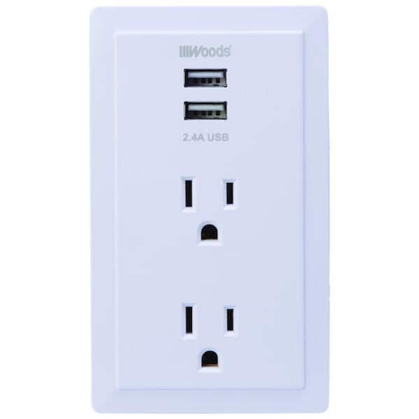 Southwire 2.4-Amp 2-Outlet/2-USB Plug-In Wall Charger