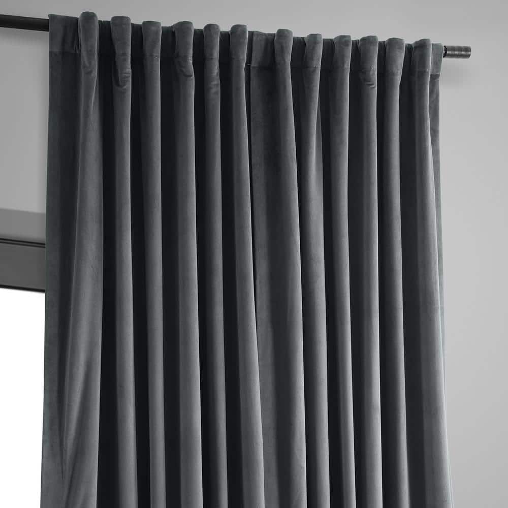 Natural Grey 100W x 96L Velvet Blackout Curtains