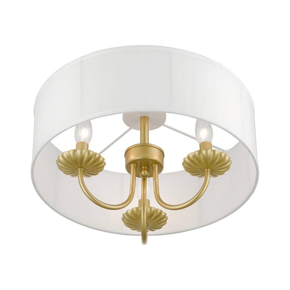Brookdale Soft Gold 3-Light LED Semi-Flush Drum Light