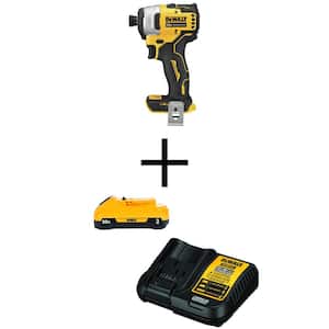 ATOMIC 20V MAX Cordless Brushless Compact 1/4 in. Impact Driver, (1) 20V 3.0Ah Battery, and 12V to 20V Charger