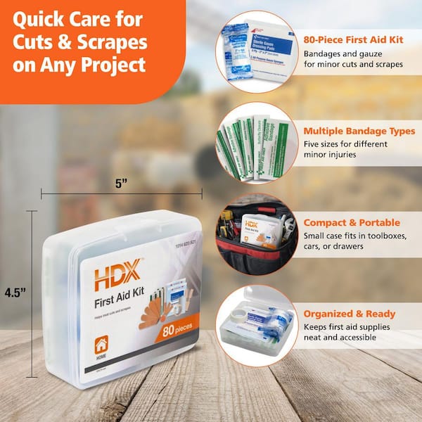 HDX 80 Piece First Aid Kit 52444 - The Home Depot