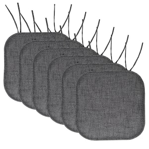 Blue, Herringbone Memory Foam Square 16 in. W x 16 in. D, Non-Slip Indoor/Outdoor Chair Seat Cushion with Ties(6-Pack)