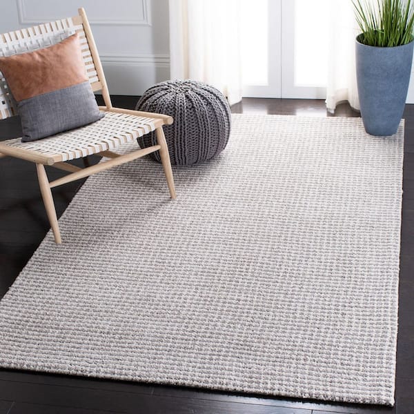 Soho 9 ft. x 12 ft. Silver Solid Crosstitch Area Rug