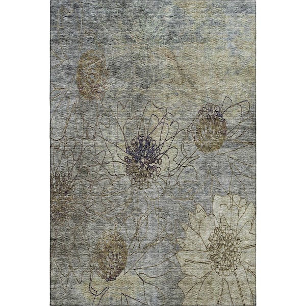Mayfield Premium Machine Washable Abstract AMF2235 Pewter 10 ft. x 14 ft. Area Rug