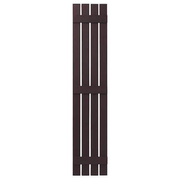 Ply Gem 16 in. x 81 in. Polypropylene 4 Board Open Board and Batten Shutters Pair in Winestone