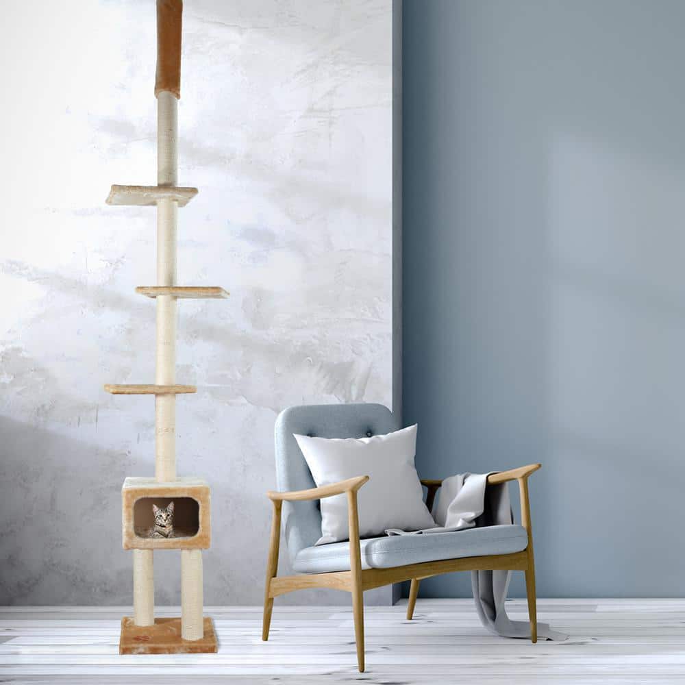 Santander Adjustable Beige Sisal Cat Tower with Condo