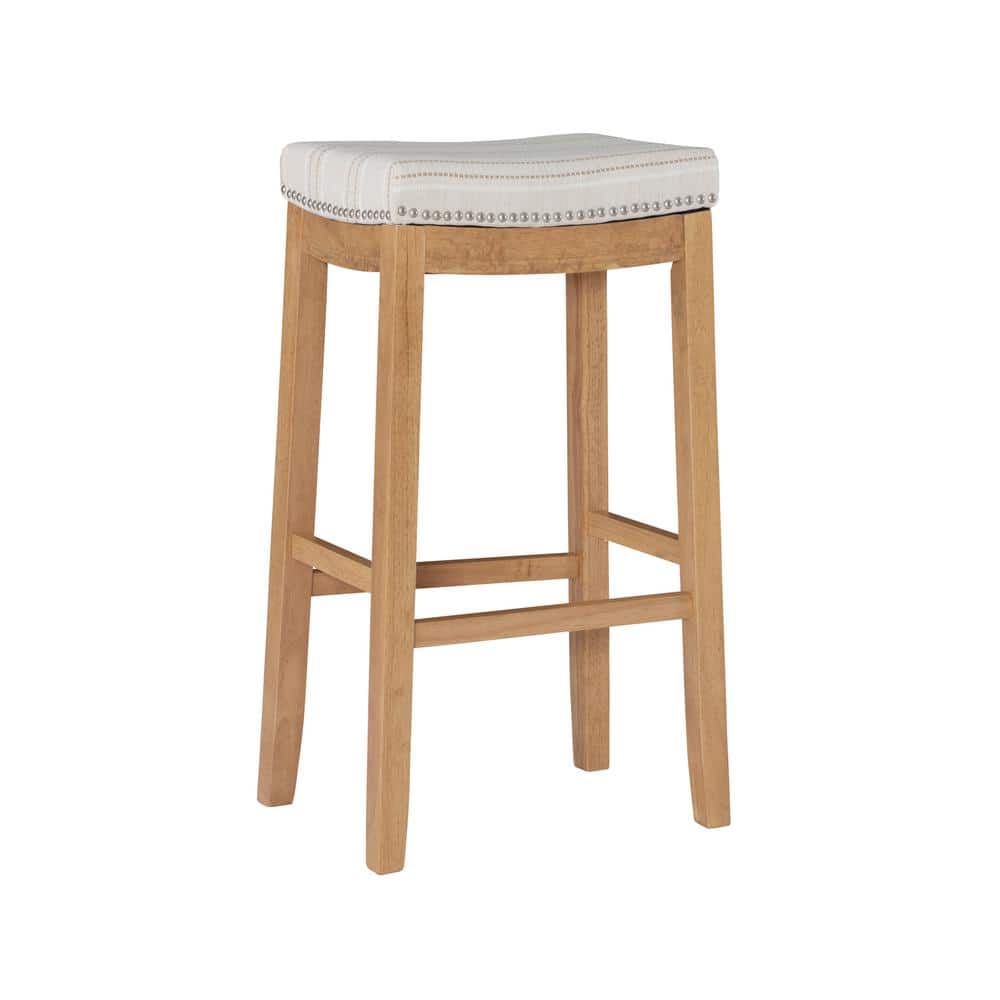 Concord 32.25 in. Rustic Brown and Natural Stripe Backless Wood Bar Stool w