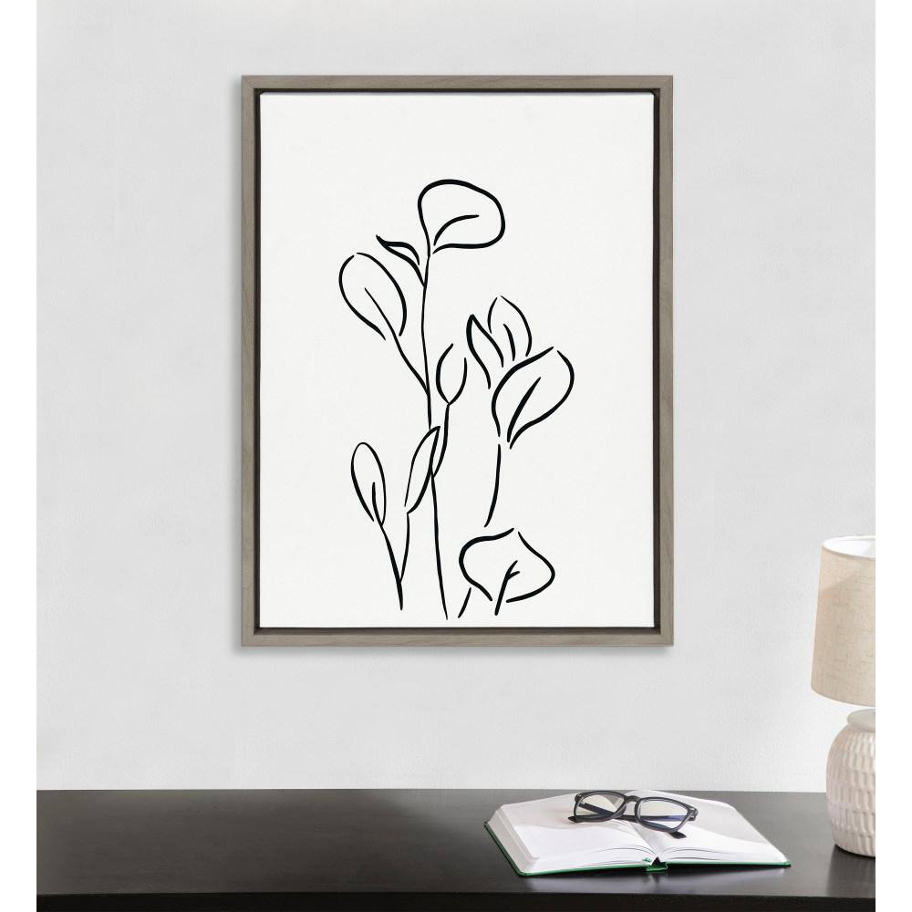 Gray Framed Abstract Botanical Canvas Wall Art, 18x24