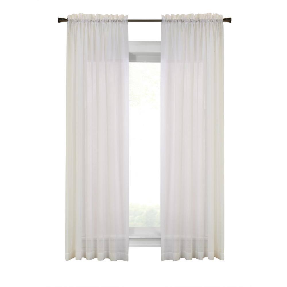 Habitat Cote d'Azure Rod Pocket Ivory Polyester Faux Linen 56 in. W x ...