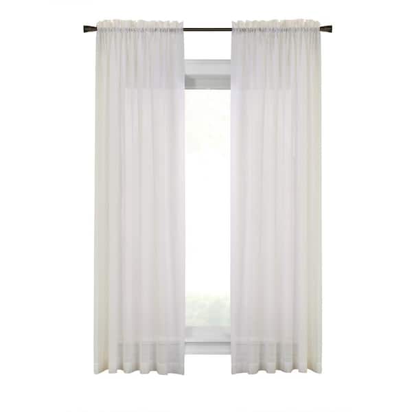Habitat Cote d'Azure Rod Pocket Ivory Polyester Faux Linen 56 in. W x 95 in. L Rod Pocket Indoor Sheer Curtain (Single Panel)